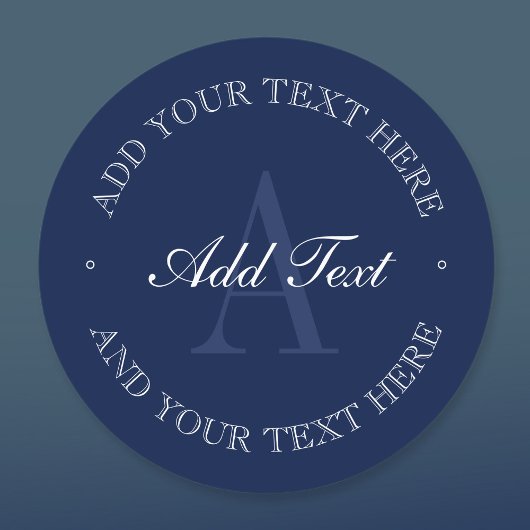 Elegantes Navy Blue & White Monogram wasserdicht Etiketten