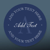 Elegantes Navy Blue & White Monogram wasserdicht Etiketten