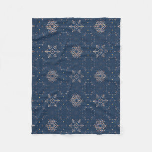 Elegantes Navy Blue Winter Snowflake Muster Fleecedecke