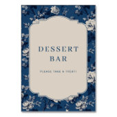 Elegantes Navy-Blumen-Dessertbar-Schild Tischnummer (Rückseite)