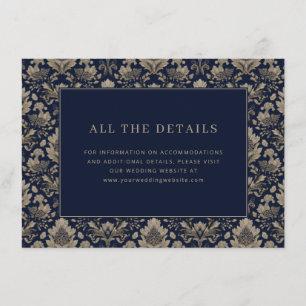 Elegantes Navy-Blumenmuster Begleitkarte