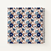 Elegantes Navy-Blumenmuster Notizblock (Rückseite)