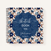 Elegantes Navy-Blumenmuster Notizblock (Vorderseite)