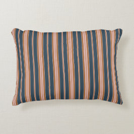 Elegantes Navy-Braun-Rosa-Ticking-Streifenmuster Dekokissen