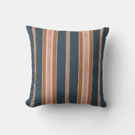 Elegantes Navy-Braun-Rosa-Ticking-Streifenmuster Kissen