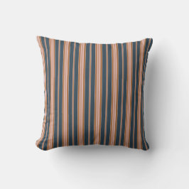 Elegantes Navy-Braun-Rosa-Ticking-Streifenmuster Kissen
