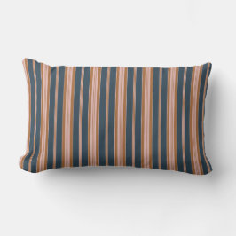 Elegantes Navy-Braun-Rosa-Ticking-Streifenmuster Lendenkissen