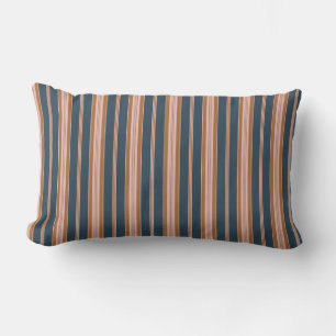 Elegantes Navy-Braun-Rosa-Ticking-Streifenmuster Lendenkissen