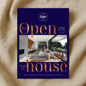 Elegantes Navy Bronze Business Open House Ein Foto Einladung