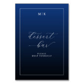 Elegantes Navy-Dessertbar-Schild Tischnummer (Rückseite)