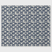 Elegantes Navy-Fanraster Geschenkpapier (Flach)