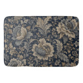 Elegantes Navy-Gold-Botanik-Textilmuster Badematte (Vorderseite)