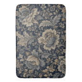 Elegantes Navy-Gold-Botanik-Textilmuster Badematte (Vorderseite Vertikal)