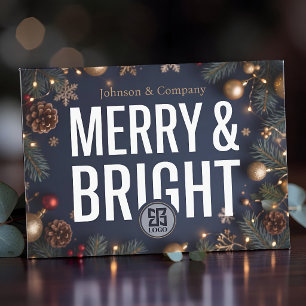 Elegantes Navy-Gold-Frohe-Weihnachten-Firmenlogo Mitteilungskarte