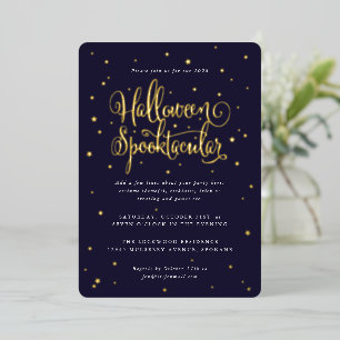 Elegantes Navy/Gold Halloween-Spooktacular + Stern Folieneinladung