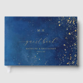 Elegantes Navy-Gold-Pünktchen Gästebuch (Vorderseite)