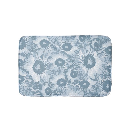 Elegantes Navy Gray Floral Muster Badematte (Vorderseite)