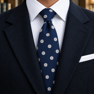 Elegantes Navy-Groß-Daisy-Blumenmuster Krawatte