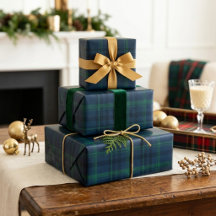 Elegantes Navy-Grün-Tartan-Karo-Klassiker-Weihnach