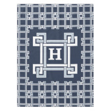 Elegantes Navy-Küsten-Griechisch-Schlüssel-Monogra