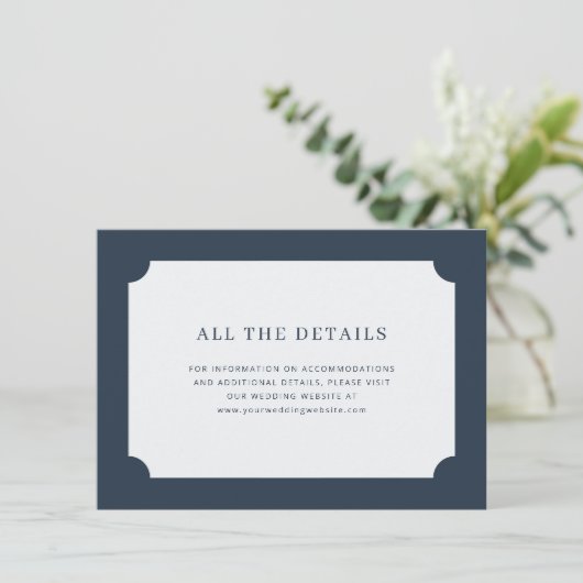 Elegantes Navy Minimalist Begleitkarte (Stehend Vorderseite)