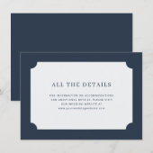 Elegantes Navy Minimalist Begleitkarte (Vorne/Hinten)
