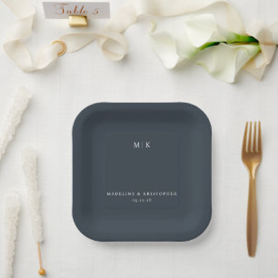 Elegantes Navy Minimalist Pappteller