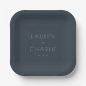 Elegantes Navy Minimalistdesign Pappteller (Vorderseite)