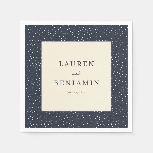 Elegantes Navy mit Punkten Serviette (Vorderseite)