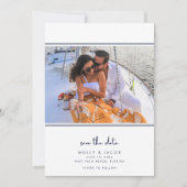Elegantes Navy Nautical Foto Hochzeit speichern da Save The Date (Vorderseite)