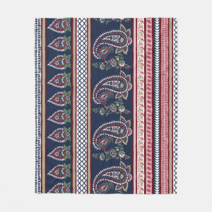 Elegantes Navy Paisley: Zeitloses Border-Design Fleecedecke
