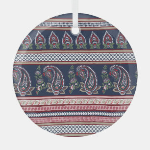 Elegantes Navy Paisley: Zeitloses Border-Design Ornament Aus Glas