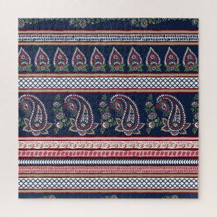 Elegantes Navy Paisley: Zeitloses Border-Design Puzzle