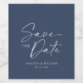 Elegantes Navy-Save the Date-Weinlabel Weinetikett (Einzelnes Label)