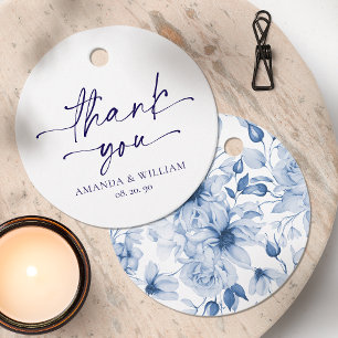 Elegantes Navy-Script-Hochzeits-Dankeschön-Tag Geschenkanhänger