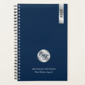 Elegantes Navy & Silve Custom Business Logo 2025 Planer (Vorderseite)