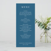 Elegantes Navy-Typografie-Menü Menükarte (Stehend Vorderseite)