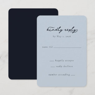 Elegantes Navy- und Blau-Minimalistisches RSVP Karte