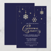 Elegantes Navy und Funkelnd Gold Weihnachts-Party Einladung (Vorne/Hinten)