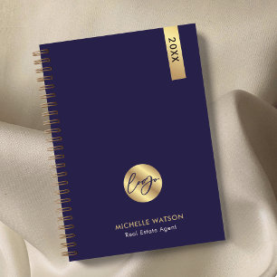 Elegantes Navy- und Gold-Firmenlogo 2027 Planer