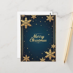 Elegantes Navy und Gold Frohe Weihnachten  Postkarte