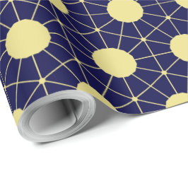 Elegantes Navy- und Gold-Geometrie-Fliesenmuster Geschenkpapier