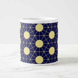 Elegantes Navy- und Gold-Geometrie-Kachel-Muster Jumbo-Tasse