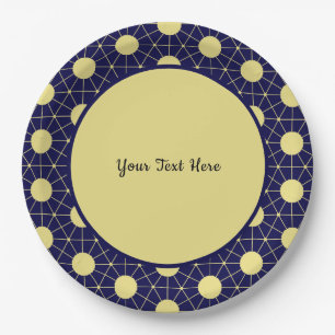 Elegantes Navy- und Gold-Geometrie-Kachel-Muster Pappteller