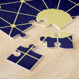 Elegantes Navy- und Gold-Geometrie-Kachel-Muster Puzzle