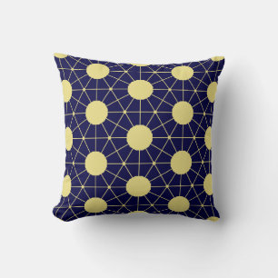 Elegantes Navy-und-Gold-Geometriekachel-Muster Kissen