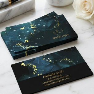 Elegantes Navy- und Gold-Marmor-Design Visitenkarte