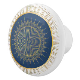 Elegantes Navy und Gold Sonnenstrahl Keramikknauf