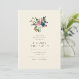 Elegantes Navy- und Rosé-Blumen-Hochzeitsbrunch Einladung