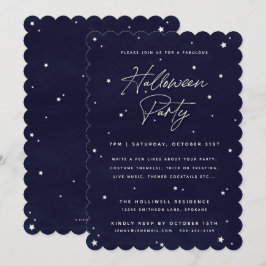 Elegantes Navy- und White Magical Stars Halloween- Einladung